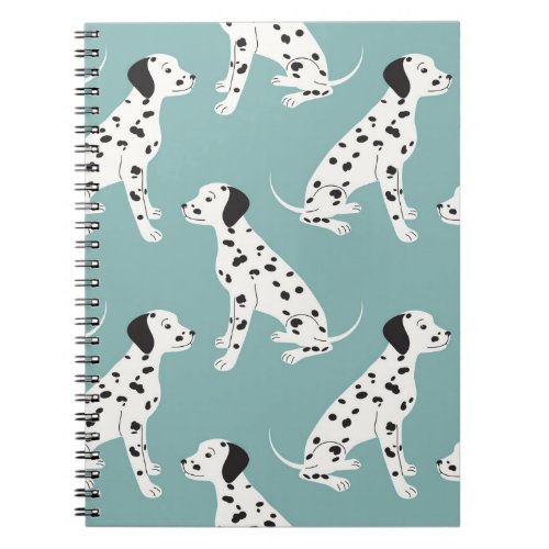 Seamless pattern with cute dalmatian notebook