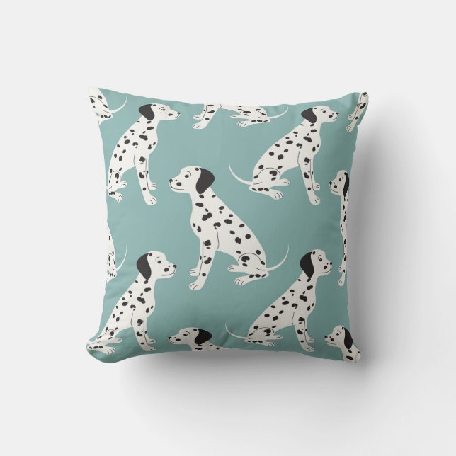 Seamless pattern with cute dalmatian throw pillow (Front)