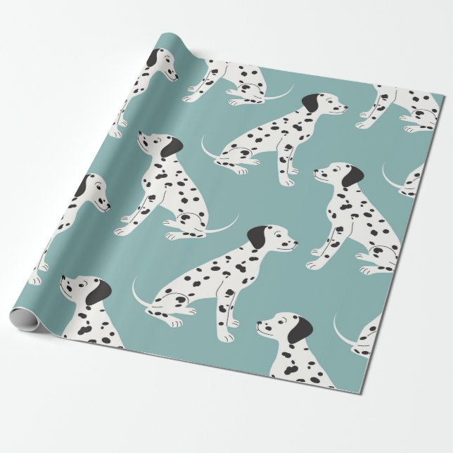 Seamless pattern with cute dalmatian wrapping paper (Unrolled)