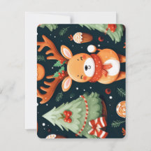 Seamless pattern with cute deer