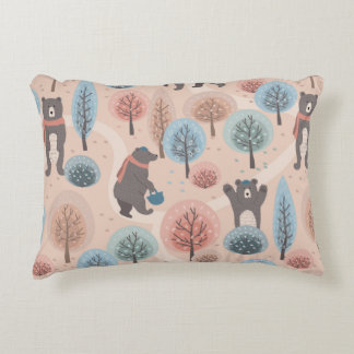 Seamless pattern with cute funny handdrawn bears i accent pillow