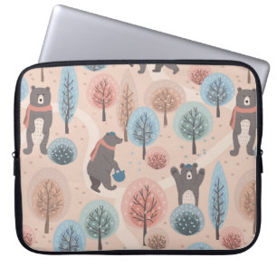 Seamless pattern with cute funny handdrawn bears i laptop sleeve