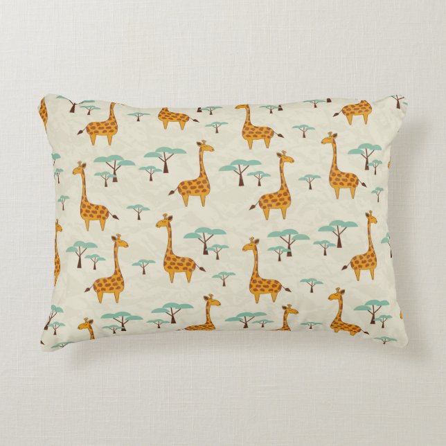 Seamless pattern with cute giraffes and trees, Vin Accent Pillow (Front)