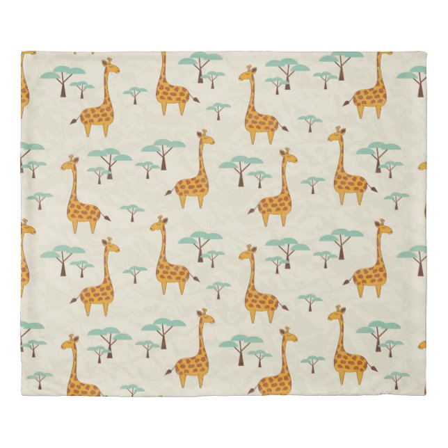 Seamless pattern with cute giraffes and trees, Vin Duvet Cover (Front)