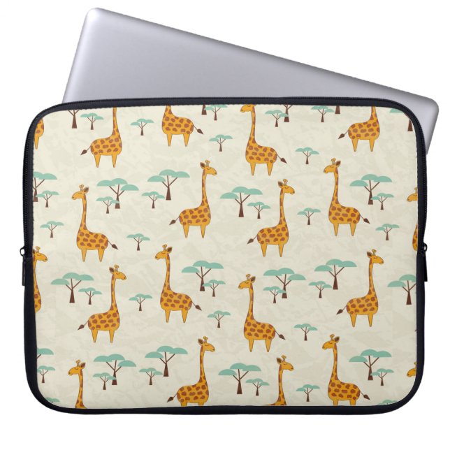 Seamless pattern with cute giraffes and trees, Vin Laptop Sleeve (Front)