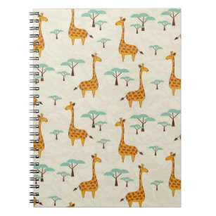 Seamless pattern with cute giraffes and trees, Vin Notebook