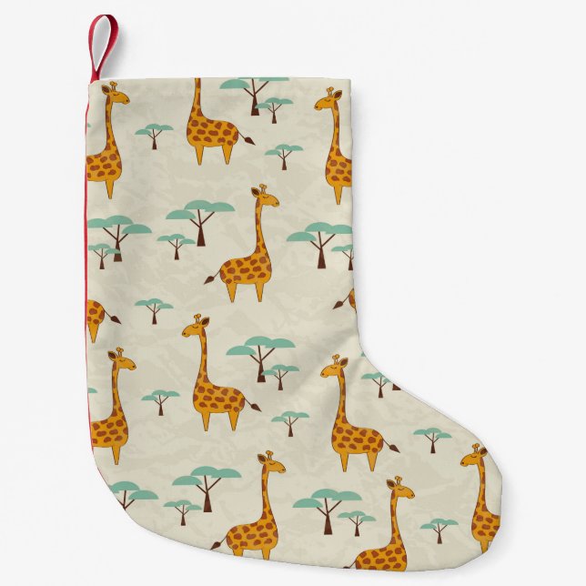 Seamless pattern with cute giraffes and trees, Vin Small Christmas Stocking (Front)