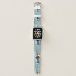 Seamless pattern with cute jungle parrot toucan on apple watch band