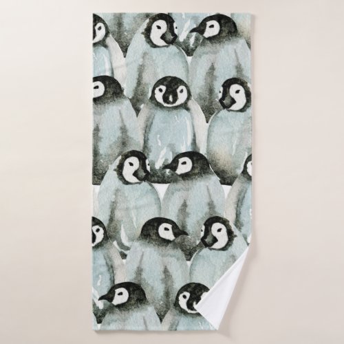Seamless pattern with cute penguins bath towel