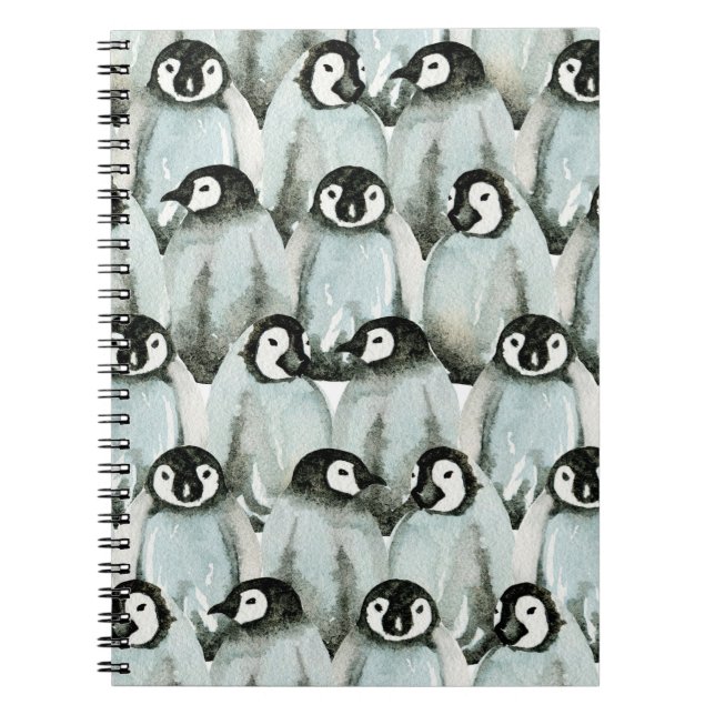 Seamless pattern with cute penguins notebook (Front)