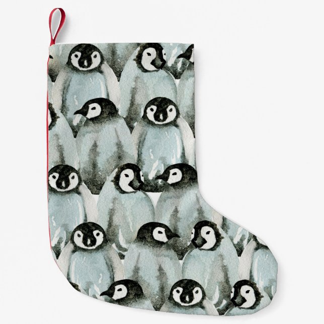 Seamless pattern with cute penguins small christmas stocking (Front)