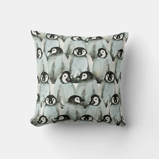 Seamless pattern with cute penguins throw pillow (Front)