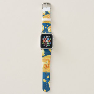 Seamless pattern with cute polygonal cartoon cats, apple watch band
