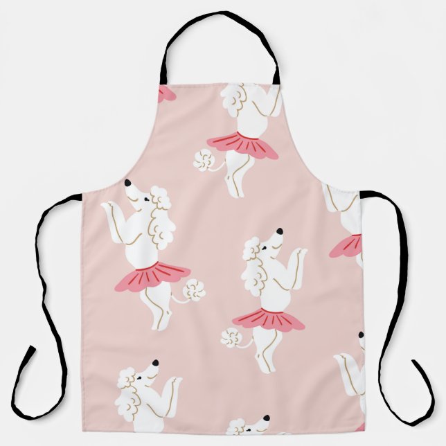 Seamless pattern with cute poodle dogs in cute bal apron (Front)