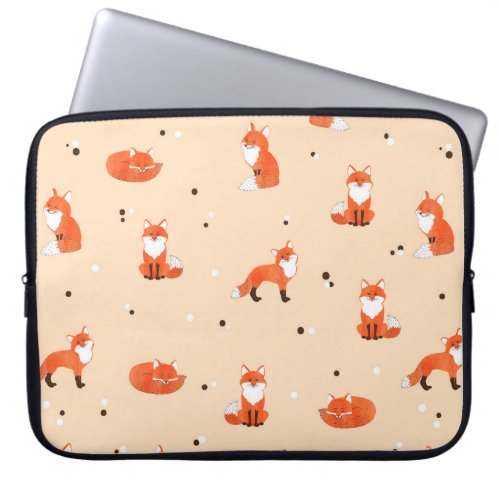 Seamless pattern with cute watercolor foxes Vinta Laptop Sleeve