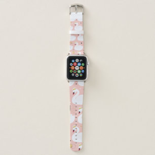 Seamless pattern with cute white swans. All elemen Apple Watch Band