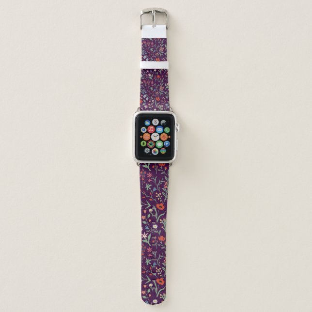 Seamless pattern with decorative flowers apple watch band (Front)