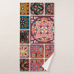 Seamless pattern with decorative mandalas. Vintage Bath Towel
