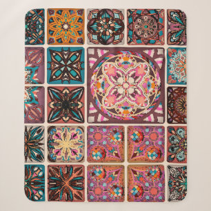 Seamless pattern with decorative mandalas. Vintage Sherpa Blanket