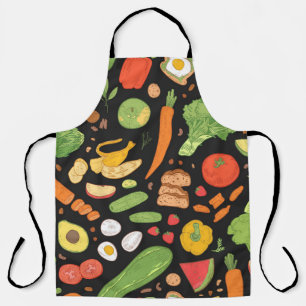 Seamless pattern with dietary food, wholesome groc apron