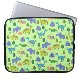 Seamless pattern with different cute dinosaurs, mo laptop sleeve