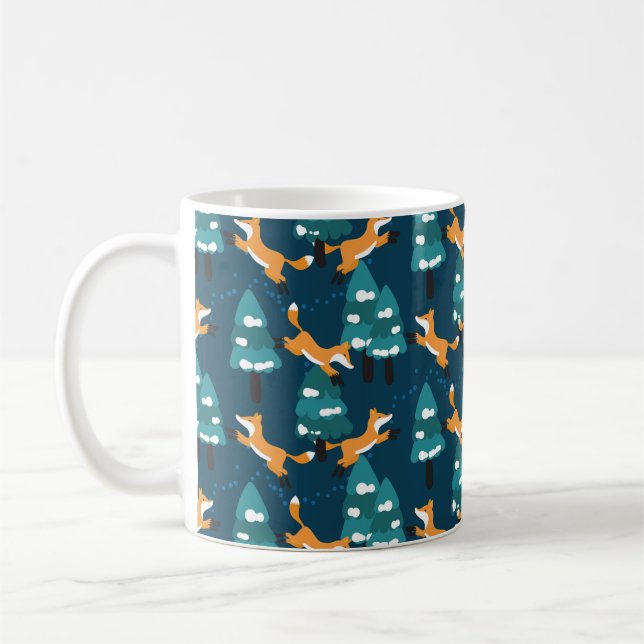 Seamless pattern with different cute foxes. coffee mug (Left)