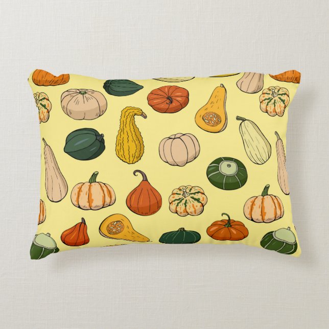 Seamless pattern with different hand drawn squashe accent pillow (Front)
