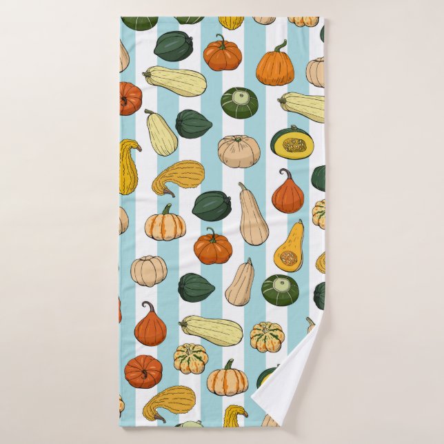 Seamless pattern with different hand drawn squashe bath towel (Bath Towel)