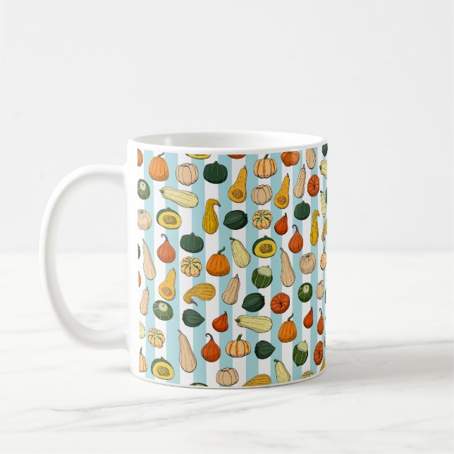 Seamless pattern with different hand drawn squashe coffee mug (Left)