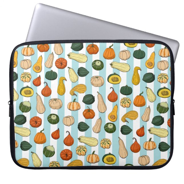Seamless pattern with different hand drawn squashe laptop sleeve (Front)
