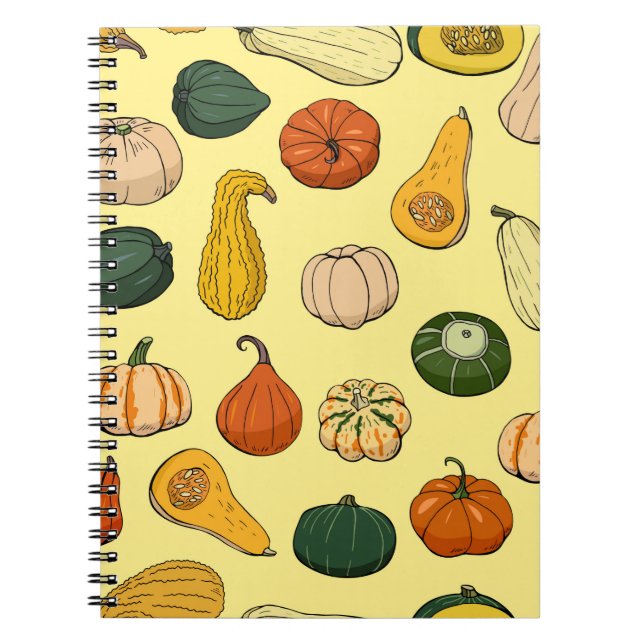 Seamless pattern with different hand drawn squashe notebook (Front)