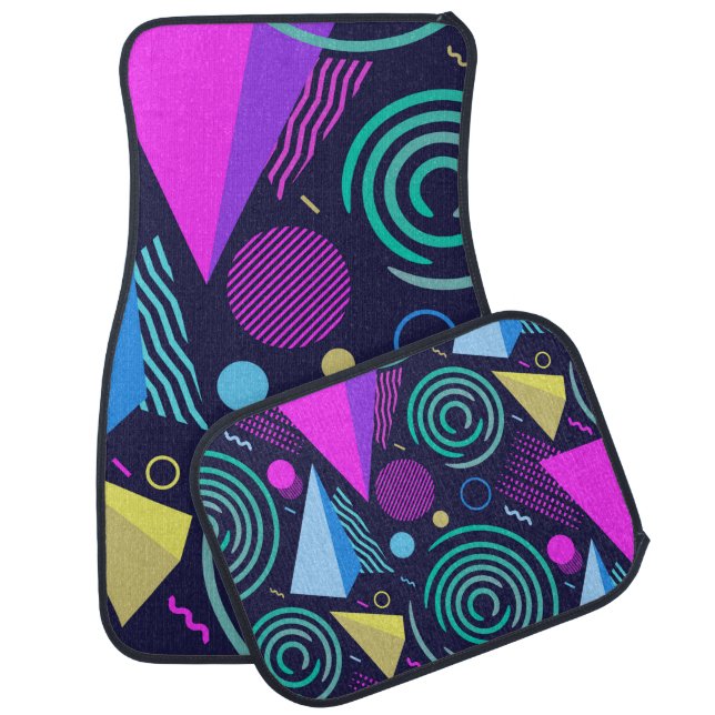 Seamless pattern with different kinds of geometric car floor mat (Set)