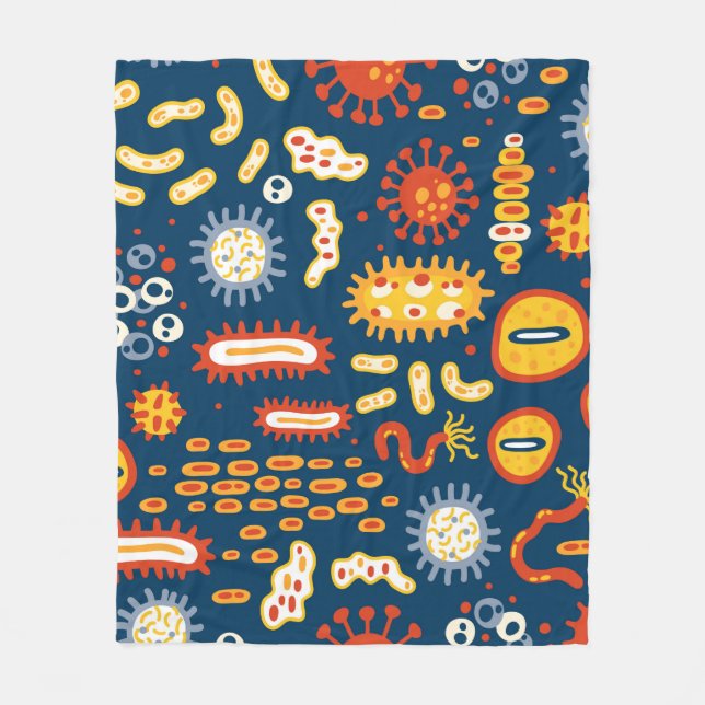 Seamless pattern with different kinds of microorga fleece blanket (Front)