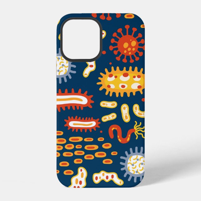 Seamless pattern with different kinds of microorga iphone case (Back)