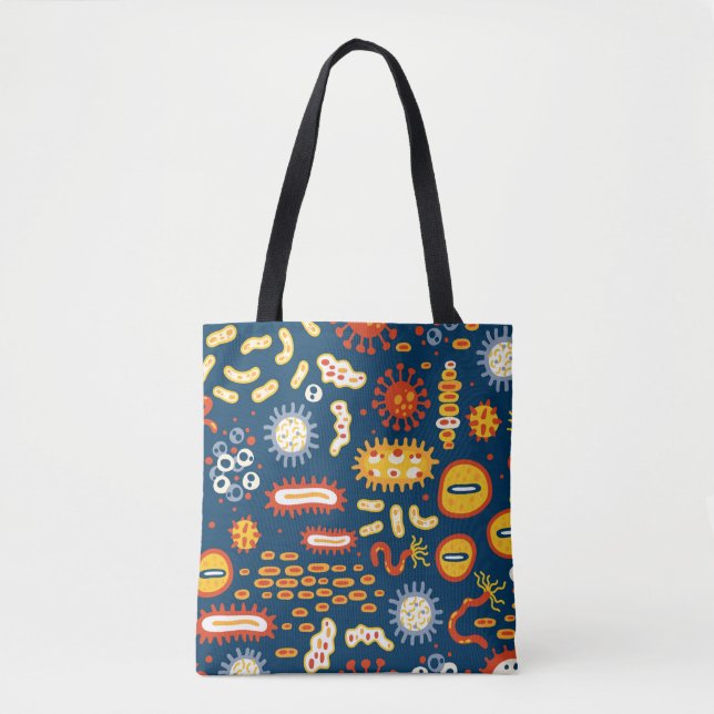 Seamless pattern with different kinds of microorga tote bag (Front)