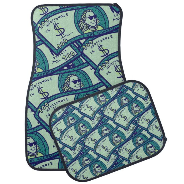 seamless pattern with dollars banknotes car floor mat (Set)