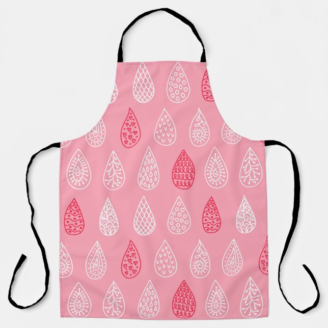 Seamless pattern with doodle water drops apron (Front)