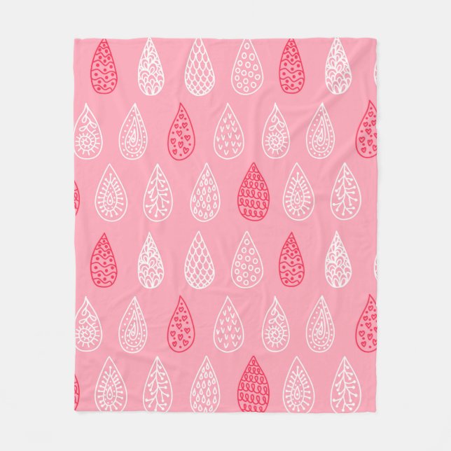 Seamless pattern with doodle water drops fleece blanket (Front)