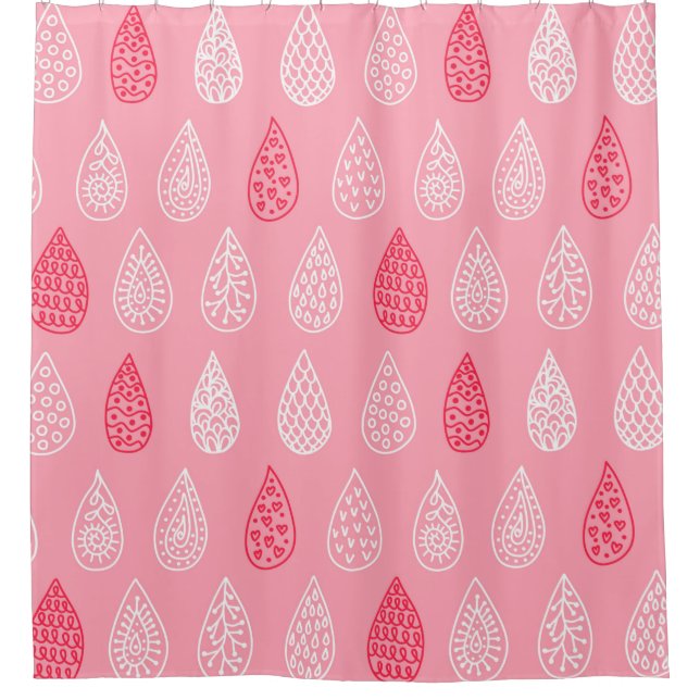 Seamless pattern with doodle water drops shower curtain (Front)