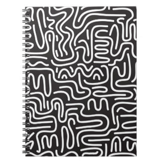 Seamless pattern with doodle wavy lines in retro s notebook