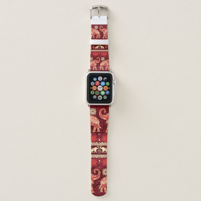 Seamless pattern with elephants  apple watch band (Front)