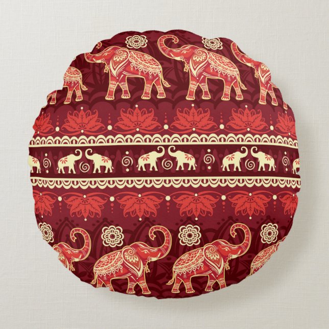 Seamless pattern with elephants  round pillow (Front)