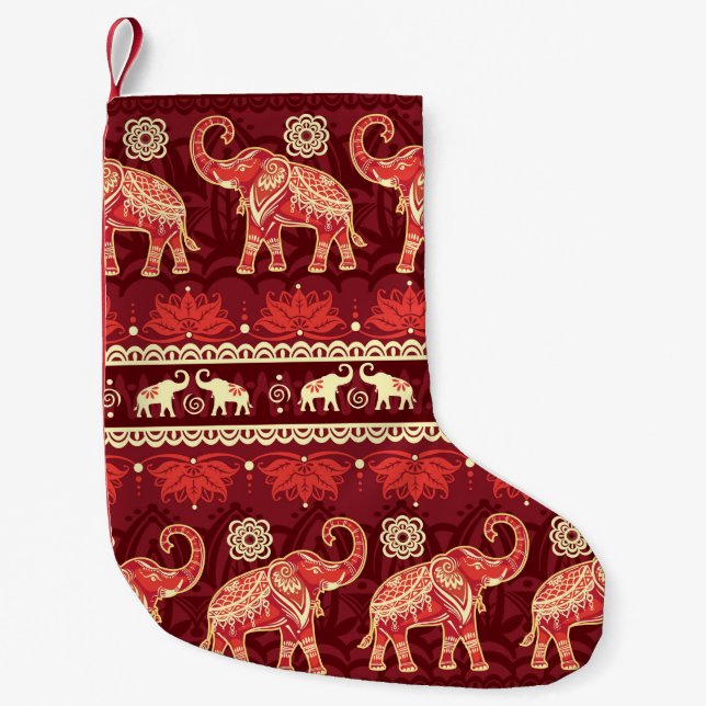 Seamless pattern with elephants  small christmas stocking (Front)