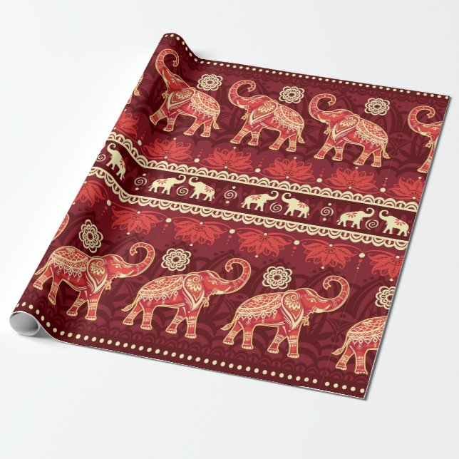 Seamless pattern with elephants  wrapping paper (Unrolled)