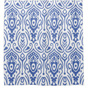 Seamless pattern with embroidery. Ikat Fabric. Eth Shower Curtain