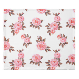 Seamless pattern with english rosesbeautiful,black duvet cover