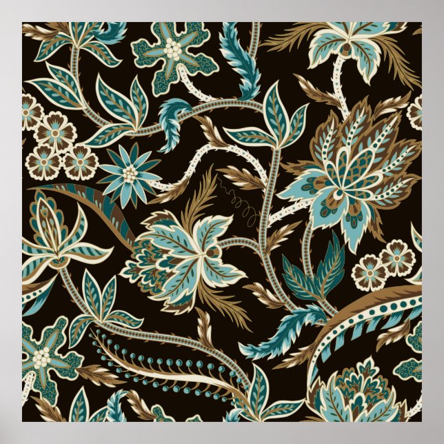 Seamless pattern with ethnic Japanese ornament ele Poster (Front)