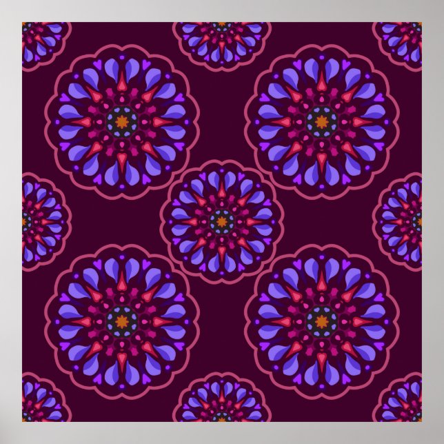 Seamless pattern with ethnic mandala art ornament. poster
