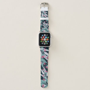 Seamless pattern with eucalyptus leaves and flower apple watch band