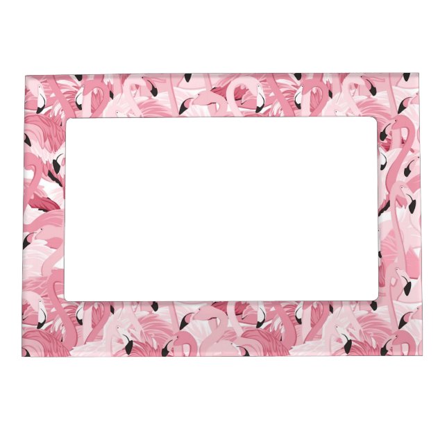 seamless pattern with exotic pink flamingos birds magnetic frame (Front)